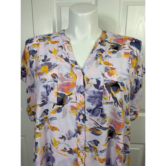 Torrid Women's Dolman Blouse 2X Floral Print Stretch Rayon Short Sleeve Pockets - Picture 4 of 10